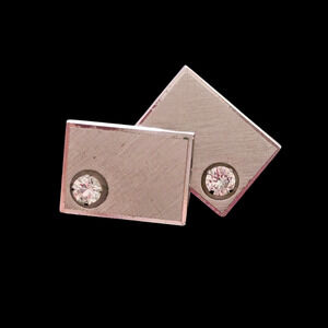 Vintage Anson Textured Silver Plated Rock Crystal Cufflinks